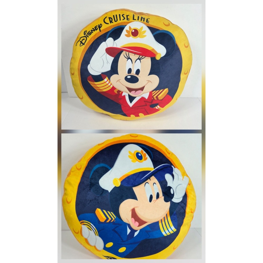 Disney Cruise Line Mickey & Minie Mouse Reversible Pillow 14" Round